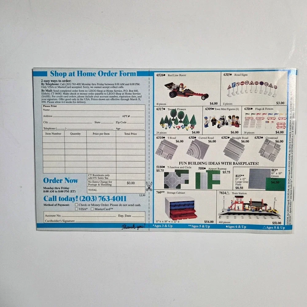 LEGO Catalog Order Form Unisex OS Multi Vtg 1990 Legoland Pirates Space 114717